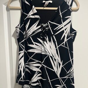 Black and White Sleeveless Top